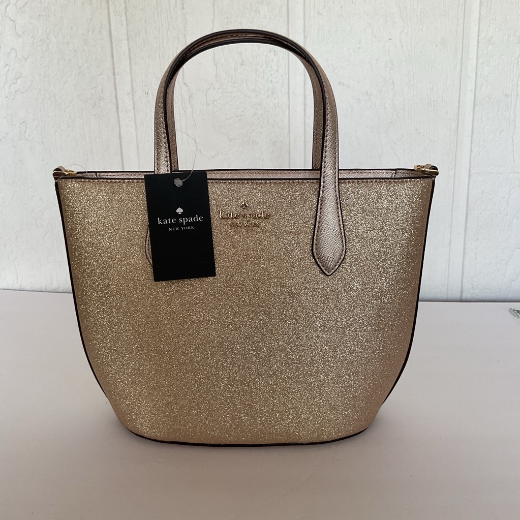 Kate Spade Glitter Glimmer Satchel Crossbody Bag Gold Holiday Nwt